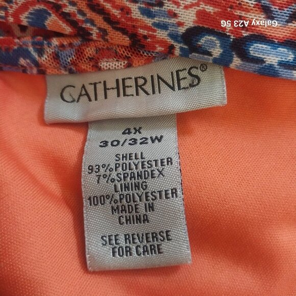 Catherines Womens 30/32W Multi-Color Geometric Print Blouse With Back Cutout Det - Picture 4 of 7